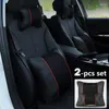 Stoelkussens 2 stks set pu lederen gebreide autokussens hoofdsteun nek rust kussen accessoires auto zwart veiligheid kussen universeel decor