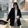 Damespakken 2022 Spring herfst mode zachte Koreaanse stijl casual blazers voor vrouw lange dubbele borsten afslaan kraag af
