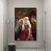 Peintures Père Noël Donnant Des Cadeaux De Noël Nuit Enneigée Toile Peinture Mur Art Photos Affiches et Gravures pour Salon Enfants Chambre Décor 220830