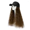 Casquettes de baseball pour femmes et cheveux longs bouclés Fashion Wig Hat