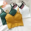 Tanks pour femmes Pearl Diary Femmes Coton Rib Camis Crop Top Bretelles réglables Soutien-gorge solide avec tasse Summer Hawaiian Beach Détachable Sexy