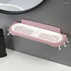 Soap Dishes Creative Wall Mounted Box Double Grids Draining Rack Bathroom Holder Sponge Storage Plate Tray Gadge