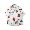 Camisa havaiana de estilo harajuku masculino para homens impressão floral camisetas de manga curta solta camisetas machos roupas