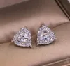 Regalo per orecchini a bottone a forma di cuore con taglio a pera in argento sterling 925 con diamanti CZ e diamanti semplici e raffinati