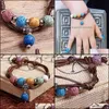 Beaded Strands Handmade Rope Braided Lava Stone Beads Strand Bracelet Friendship Bracelets Adjustable Essential Oil Dif Dhseller2010 Dh68W