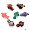 Charms Charms Sieraden bevindingen Componenten Mix Natural Stone Quartz Crystal Amethist Agates Aventurine Mushroom Pendant voor DIY Making Otiok