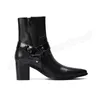 Botas de hombre de cuero genuino de estilo británico, botines de tacón alto, punta estrecha, botas de fiesta para hombre, zapatos de vestir formales