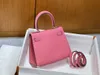 브랜드 지갑 20cm 미니 숄더백 여성 고급 핸드백 엡섬 가죽 수제 스티치 핑크 빠른 배송 도매 가격을 선택하기위한 많은 다른 색상