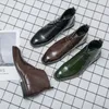 Britse enkelschoenen mannen schoenen Solid Color Pu Classic Desert Lace Comfortabele mode Casual Street veelzijdige AD038