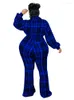 Byxor plus storlek jumpsuits kvinnor kläder korsett hög midja långärmad rompers höstplåt tryck avslappnad flare jumpsuit överdimensionerad