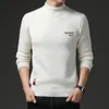 Suéteres masculinos Sweater Sweater de veludo de inverno Moda Mock Pushart Pullover espessante Marca de luxo Casual Men Bottoming 220830