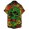 Men's Casual Shirts 2022 Men's Printed Oversized Short Sleeve Shirt 3D Skull Top And Women's Breathable Hawaiian 5XL
