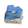 Blusas masculinas agora brzydki sweter abstrakcyjny kot domowy wzr bluzy plower w stylu harajuku mieszne dzianiny zimowe odzie mska 220830