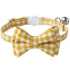 Plaid Bowtie Cat Kołnierze Breakaway Bow Towt Fashion Halloween Christmas Xmas Collars z kołnierzem dla zwierząt domowych na przyjęcie urodzinowe weselne