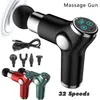 Helkroppsmassager Portable Mini LCD Electric Massage Gun Deep Tissue Percussion Muscle For Neck Relaxation Fascia Fitness 220829