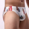 Underbyxor mäns trosor gay underkläder mode tryckta manliga trosor sexiga u konvex låg midja bikini män andas mesh jockstrap underkläder