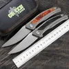 Faca dobrável quântica de espinhos verdes M390 Blade Fibra de carbono / madeira sólida TC4 Titanium Handle portátil Ferramenta de camping EDC ao ar livre