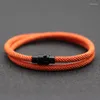 Uroki bransoletki minimalistyczna dwuwarstwowa bransoletka z liny mężczyzn 4mm czarna czerwona nić bransoletka dzień ojca Brazalete Outdoor Survival Braslet