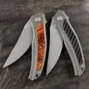 Faca dobrável quântica de espinhos verdes M390 Blade Fibra de carbono / madeira sólida TC4 Titanium Handle portátil Ferramenta de camping EDC ao ar livre