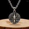 Colares de pingentes Personalidade Viking Men's Colar's Fashion Style Retro Compass Jewelry