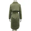 Womens Down Parka Malina Lange Turn Kraag Mode Double Breasted Jassen Elegante Stropdas Riem Katoenen Jassen Vrouwelijke Dames 220830