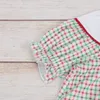 Occasions spéciales Arbre de Noël Broderie Bébé Filles Vêtements Tenue Rouge Vert Treillis À Manches Courtes Haut Pantalon Long Ensemble De Tissu Pour 1-8T Enfants 220830