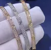 2022 luksusowa bransoletka Top Fine Brand czysta 925 Sterling Silver biżuteria dla kobiet łatwa blokada bransoletka różowe żółte złoto pełna diamentowa miłość ślub zaręczynowy śruba bransoletka