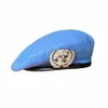 베레트 유엔 평화 유지군 캡 모자와 유엔 배지 cockade 기념품 Berets312n