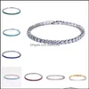 Tennis Tennis Bracelets Bijoux Luxe 4mm Zircone Cubique Glacé Chaîne Cristal Mariage Pour Femmes Hommes Or Sier Bracelet Drop Livrer Otsp1