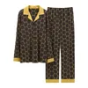 ملابس رجال نوم ربيع الخريف القطن المحبوك الطويل بيجاما مجموعات منقوشة PJ Pajamas Sleep Lounge Home 220830