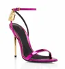 Italië ontwerp metalen hangslot smalle woordband sandalen met hoge hakken damesleer luxe schoenen nieuwste