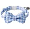 Plaid Bowtie Cat Kołnierze Breakaway Bow Towt Fashion Halloween Christmas Xmas Collars z kołnierzem dla zwierząt domowych na przyjęcie urodzinowe weselne