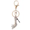 Fashion High-Heeled Shoe Keychain Ring Party Favor Crystal Rhinestone Shoes Key Chain Women Charm Handbag Key Pendant Bag Jewelry 1222990