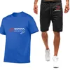 Testes masculinos 2022sandy Beach 2 peças Ayrton Senna Print shorts de camiseta shorts de verão de mangas curtas calças esportivas esportivas