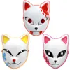 LED-Halloween-Maske, gemischte Farben, leuchtend im Dunkeln leuchtende Mascaras, Halloween-Anime-Party-Kostüm, Cosplay-Masken, EL Wire Demon Slayer Fox 912