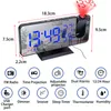 Relógios de parede LED projeção digital alarme eletrônico com rádio FM projetor de tempo cabeceira mudo 220830