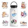 50 pièces dessin animé aquarelle chat autocollants accessoires de skate sans double imperméable vinyle animal autocollant pour skateboard ordinateur portable bagages coque de téléphone décalcomanies de voiture