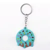 PVC Dounut Keychains Accessories Cute Pendant Key Chains Rings Jewelry Fashion Design Keyrings Trinkets Bagch سحر مفاتيح السيارات المعدنية الفضية هدايا 6 ألوان