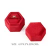 Boîte à bijoux en velours de forme hexagonale, support de mallette de rangement, boîtes d'exposition de bagues de mariage pour femmes, emballage cadeau de boucles d'oreilles