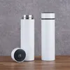 Bottiglie di visualizzazione della temperatura della bottiglia d'acqua per sublimazione in bianco da 500 ml Bicchiere termico intelligente in acciaio inossidabile con tocco LED