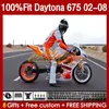 Обтекание плесени для инъекций для Daytona 675 675R 02 03 04 05 06 07 08 Bodys 148No.36 Daytona675 Daytona 675 R 2002 2003 2004 2005 2006 2007 2008 OEM Fairing Kit Orange White Orange White Orange White Orange White Orange White Orange White Orange White