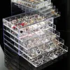 Boîtes de rangement Bacs 120 grilles boucles d'oreilles acryliques écouteurs amovibles 5 couches maquillage bijoux boîte à tiroirs transparent organisateur d'affichage à ongles 220830