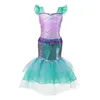 Принцесса Ариэль платье для девочки маленькая русалка наряжать костюмы детская косплей одежда печатная одежда Летняя платья фиолетовая и зеленая сета y200102220J