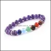 Beaded Strands Mticolor 7 Chakra Stone Amethyst Beads Buddha Bracelets Wristband Bangles Bijoux Armbanden Voor Vrouwen Dhseller2010 Dhlzw