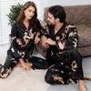 Mäns sömnkläder par siden satin pyjamas pyjamas set långärmad pijama kostym kvinnor och man sover 2pc loungewear 220830