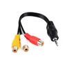 3,5 mm ljudkablar jack plug man till kvinnlig 3 RCA -adapter högkvalitativ AUX Video AV -kabeltråd 25 cm