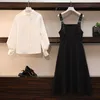 Deux pièces robe ensembles femmes Chic mode élégant bureau dame tenues 2 coréen automne basique simple femme chemises Vestido Mujer esthétique 220830