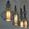 Lampes suspendues Lustres à LED Abat-jour en tissu Lustre en fer forgé rétro industriel Éclairage Salon Chambre Vintage Bar Luminaires