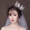 Klipy włosów Amanda novias Bridal Tiara Wedding Crown 2023 Koreańska barokowa dekoracja zestawu atmosfery