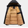 Erkek Ceketler Kış Pamuklu Çizgili Orta Yaşlı Yaşlı Giyim 2022 Yeni Rahat Kalın Sıcak Kapüşonlu Pamuk Ceket NBH648 L220830